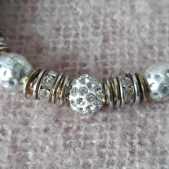 Shambala Bracelet, Adjustable with Pearlescent and Crystal-Studded Beads - Picture 2 of 6